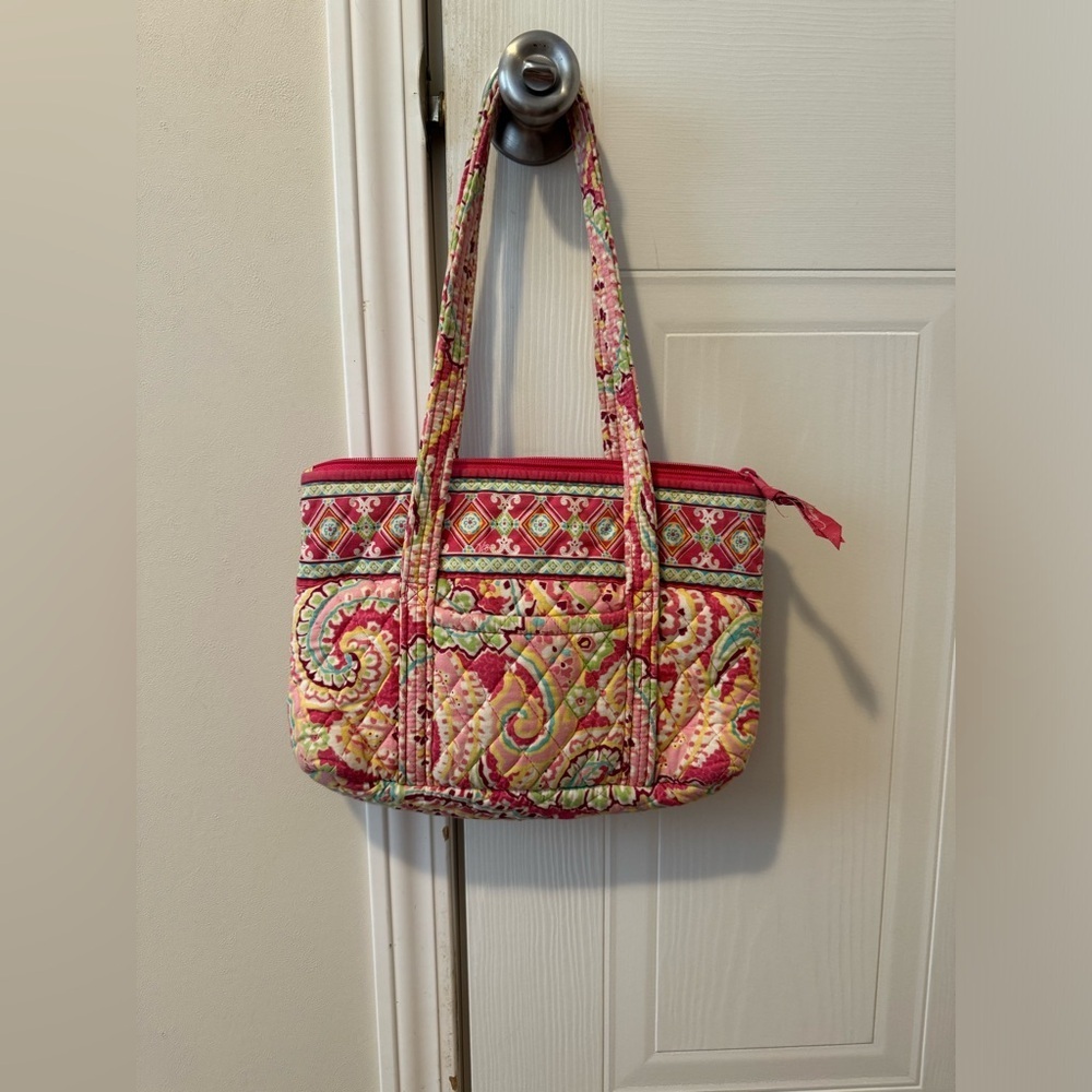 Vera Bradley Pink and Green Quilted Shoulder Bag